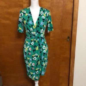 Banana Republic Green Floral V-Neck Dress
